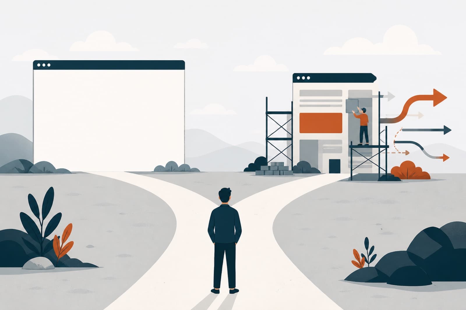 Illustrazione: scelta tra sito web da zero e rifacimento