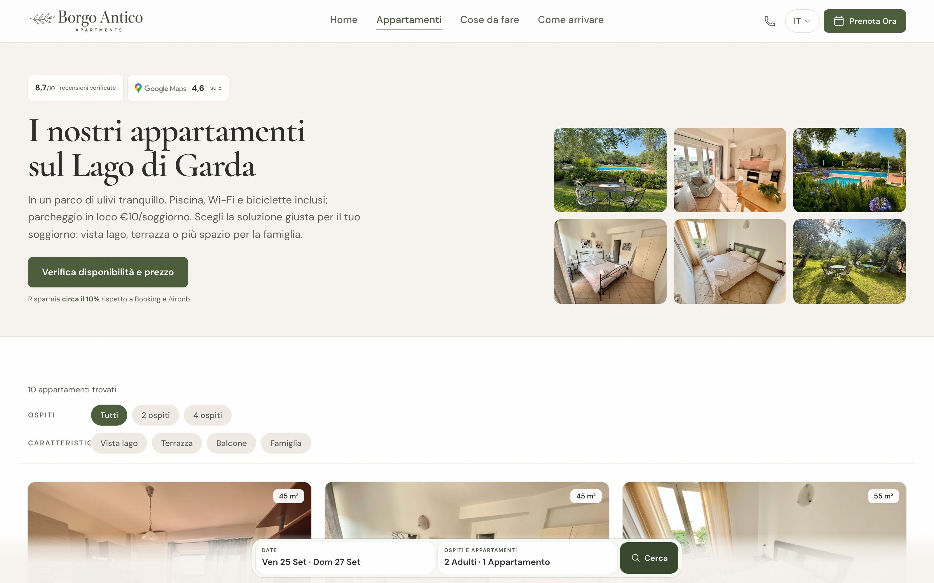 Pagina appartamenti di Borgo Antico