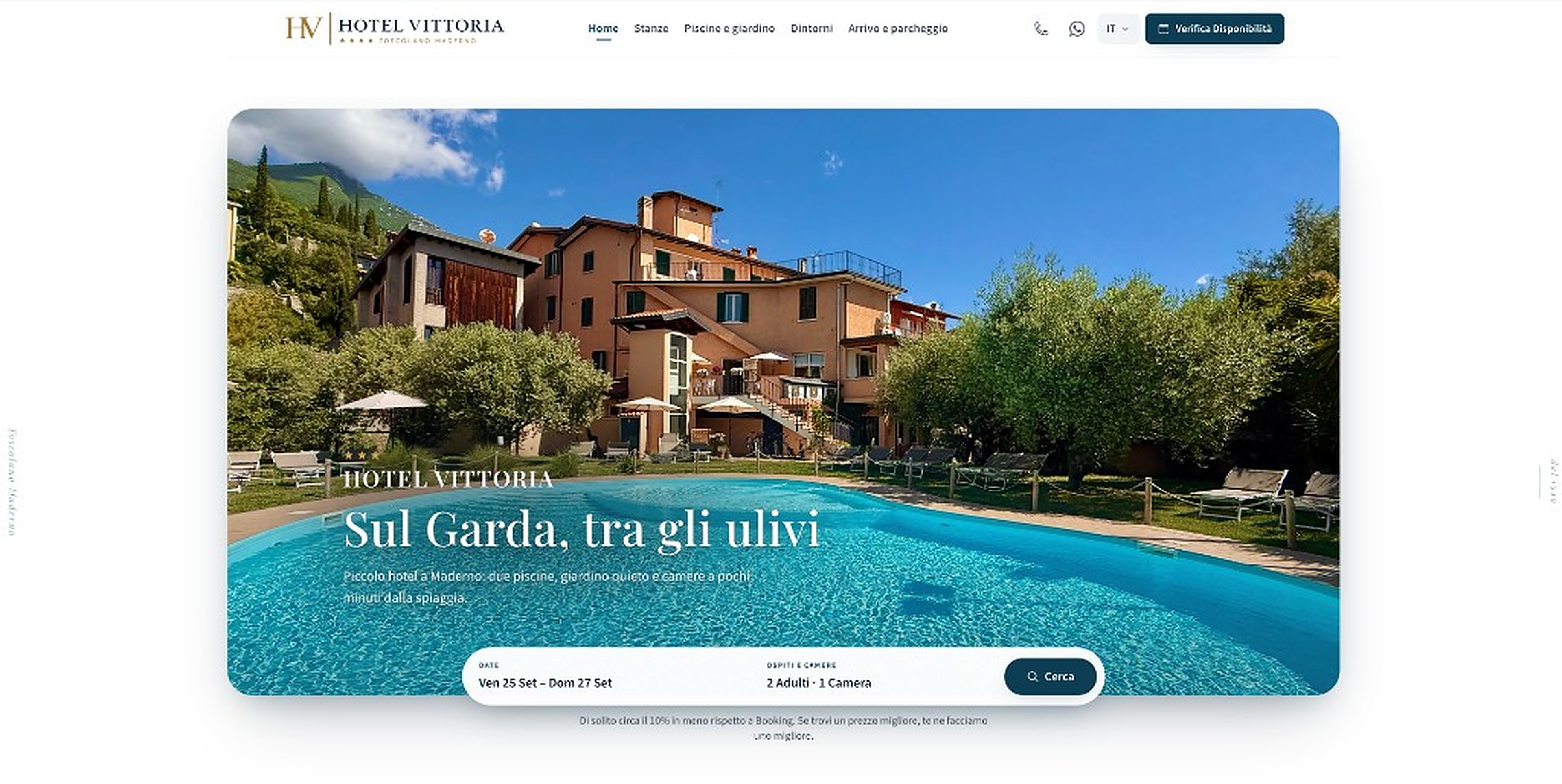 Homepage di Hotel Vittoria dopo il rifacimento
