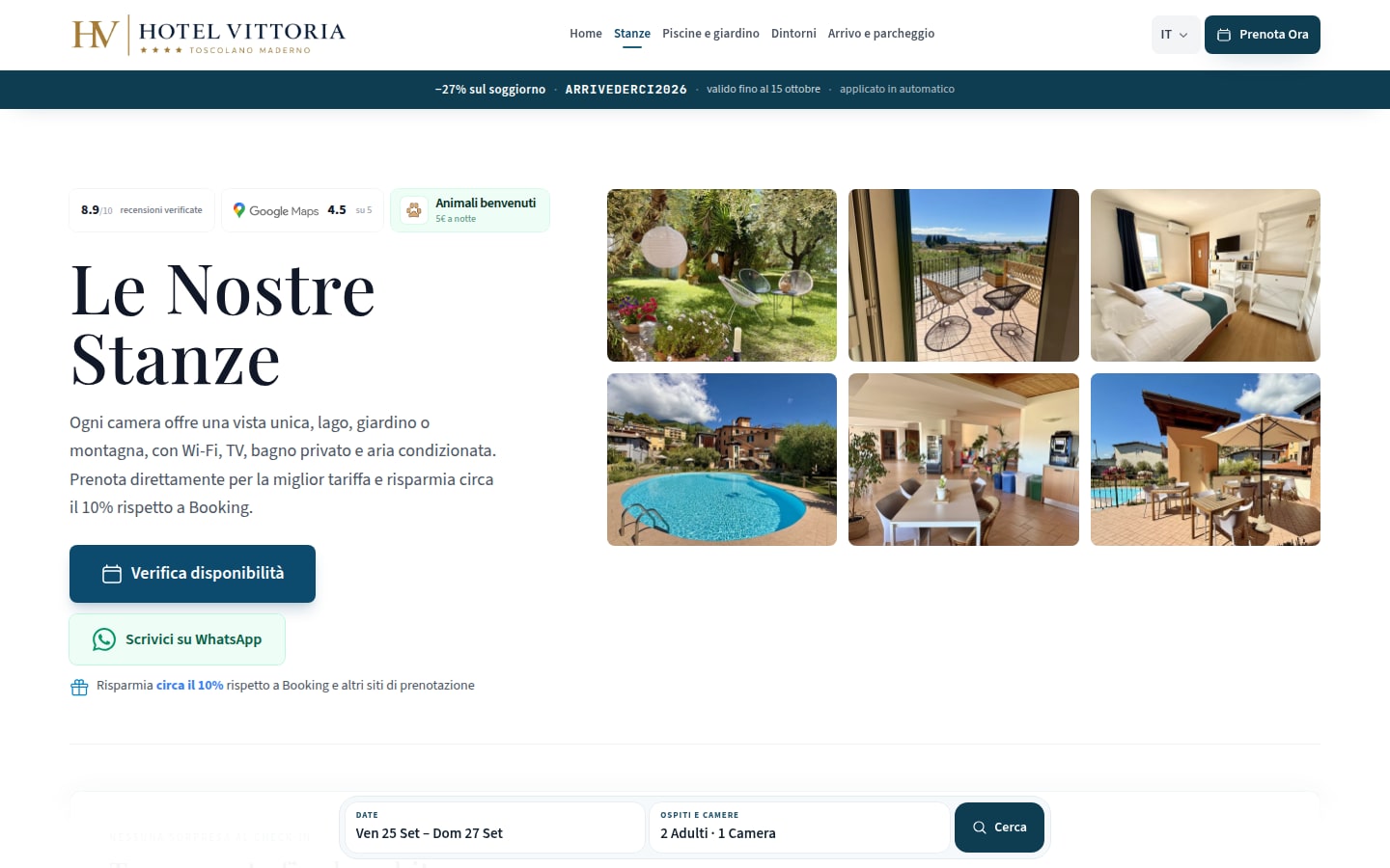 Pagina stanze di Hotel Vittoria
